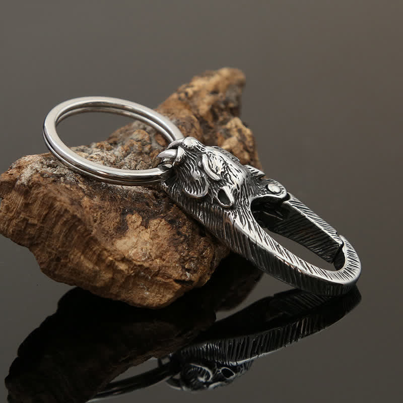Viking Stainless Steel Panther Head Keychain