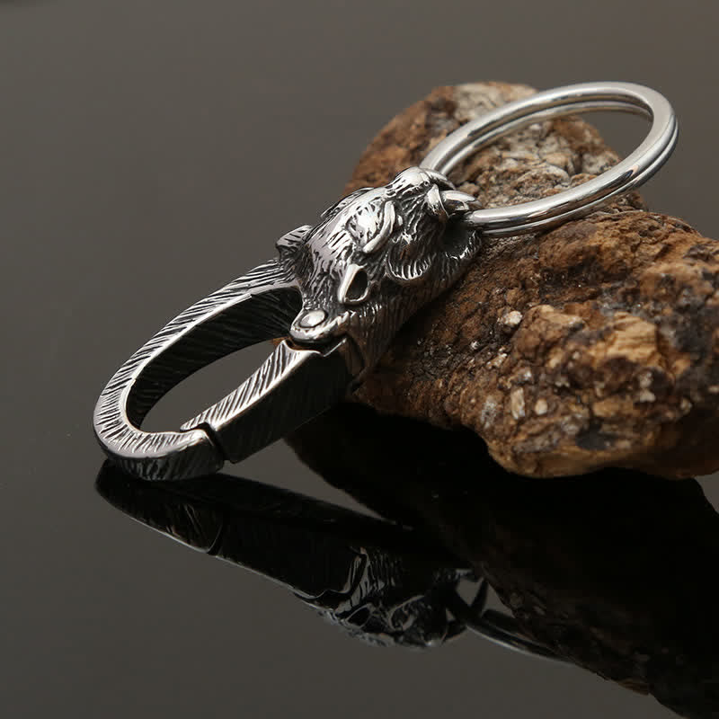 Viking Stainless Steel Panther Head Keychain - Image 3