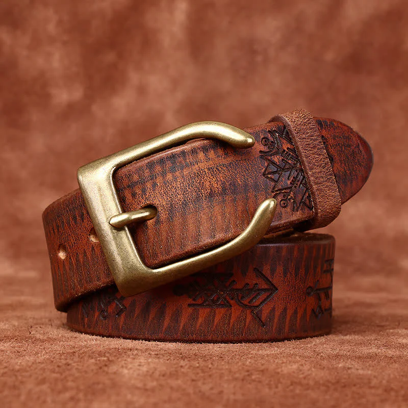Viking Totem Embossed Thicken Leather Belt - Image 4