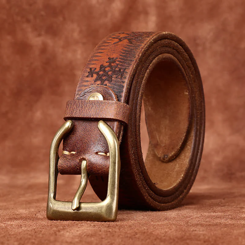 Viking Totem Embossed Thicken Leather Belt - Image 5