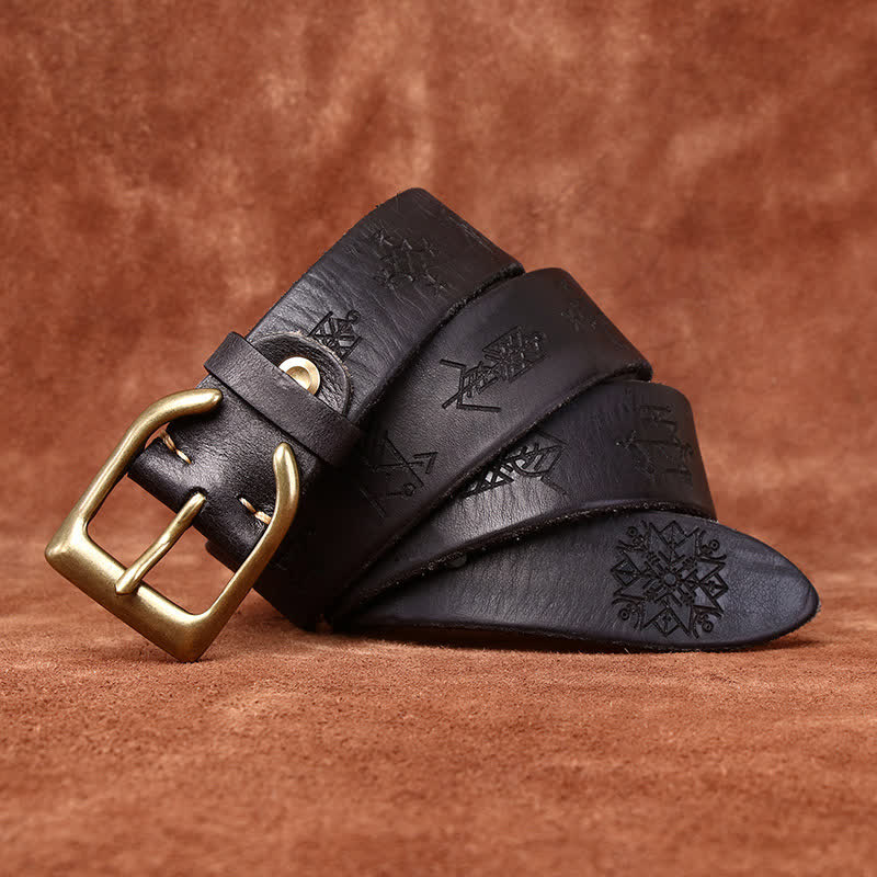 Viking Totem Embossed Thicken Leather Belt - Image 9