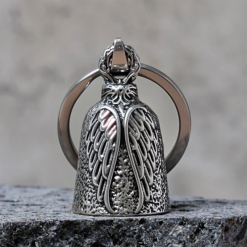 Vintage Angel Wing Motorcycle Bell Keychain