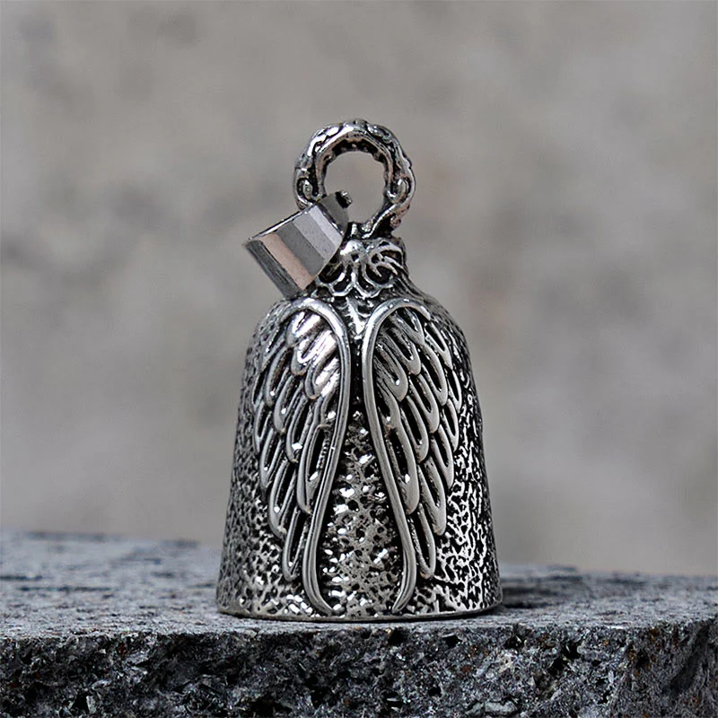 Vintage Angel Wing Motorcycle Bell Keychain - Image 2
