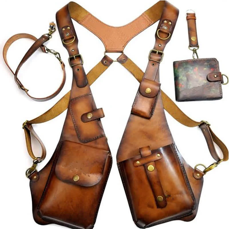 Vintage Anti-Theft Harness Wallet Underarm Shoulder Bag