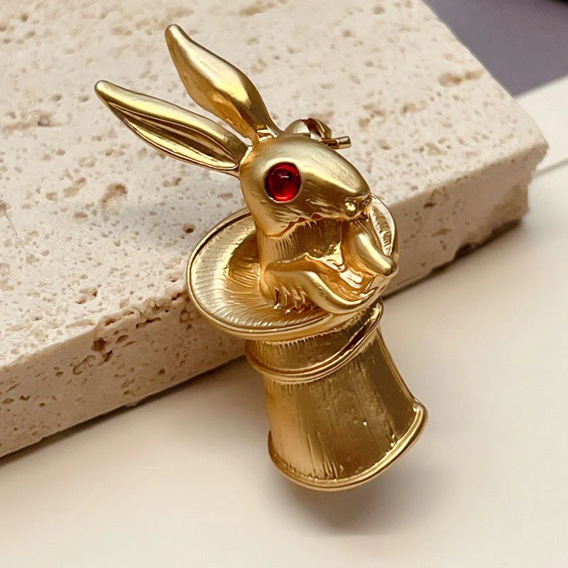 Vintage Baby Rabbit Brooch Gold Shirt Accessories - Image 5