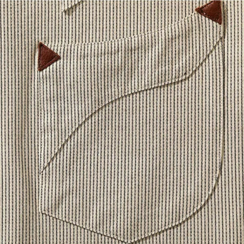 Vintage Beige Woven Stripe Western Cowboy Shirt - Image 6