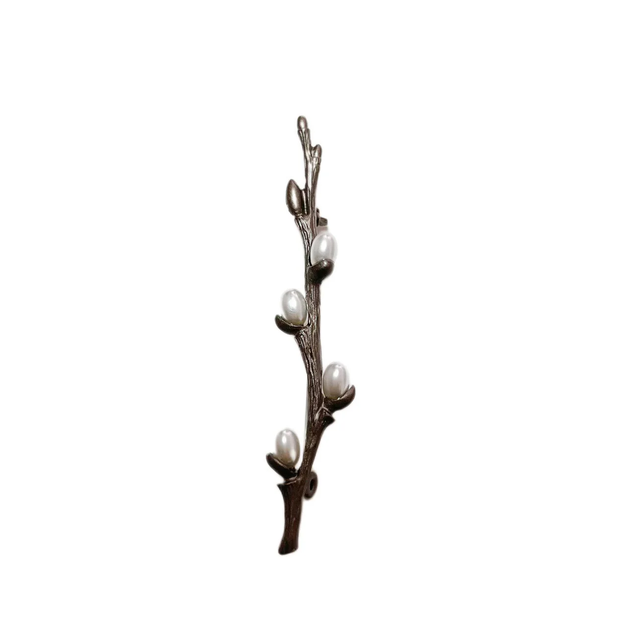 Vintage Branch Brooch Wood Pearl Alloy Pin - Image 11