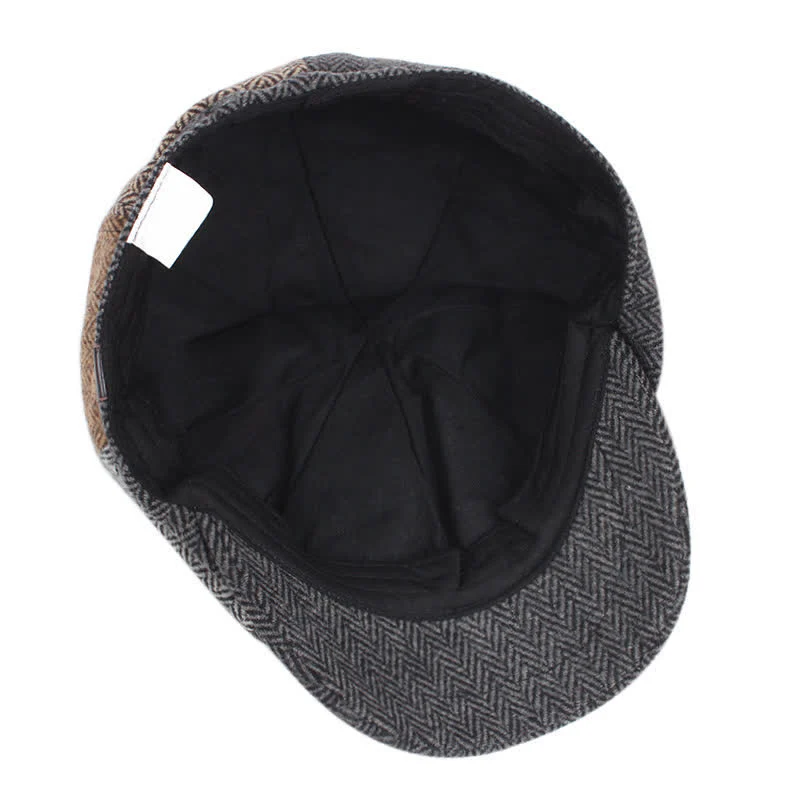 Vintage British Splicing Octagonal Beret Cap - Image 5