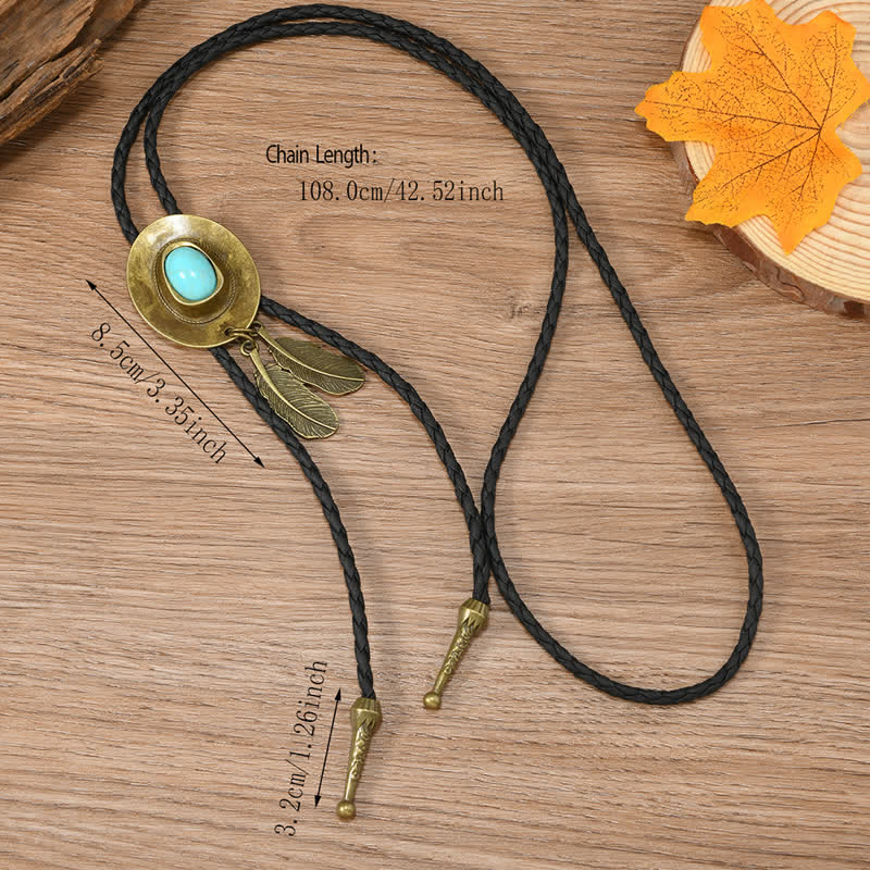 Vintage Bronze Cowboy Hat Shape Pendant Bolo Tie - Image 3