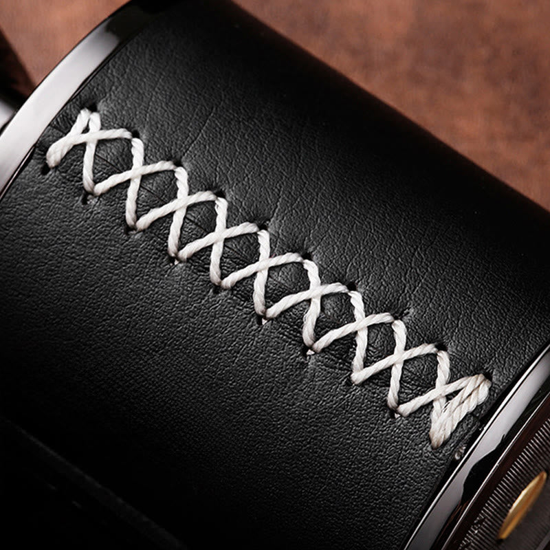 Vintage Can Shaped Leather Wrapped Kerosene Lighter - Image 4