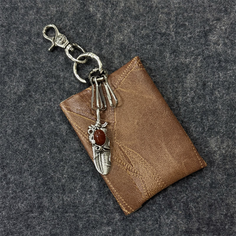 Vintage Chain Pendant Leather Card Holder Wallet - Image 3