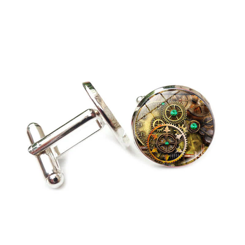 Vintage Charm Steampunk Gears Pattern Cufflinks - Image 3