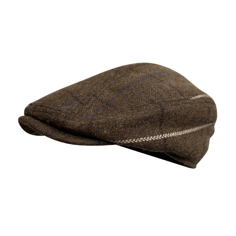 Vintage Coffee Blue White Strips Beret Cap - Image 5