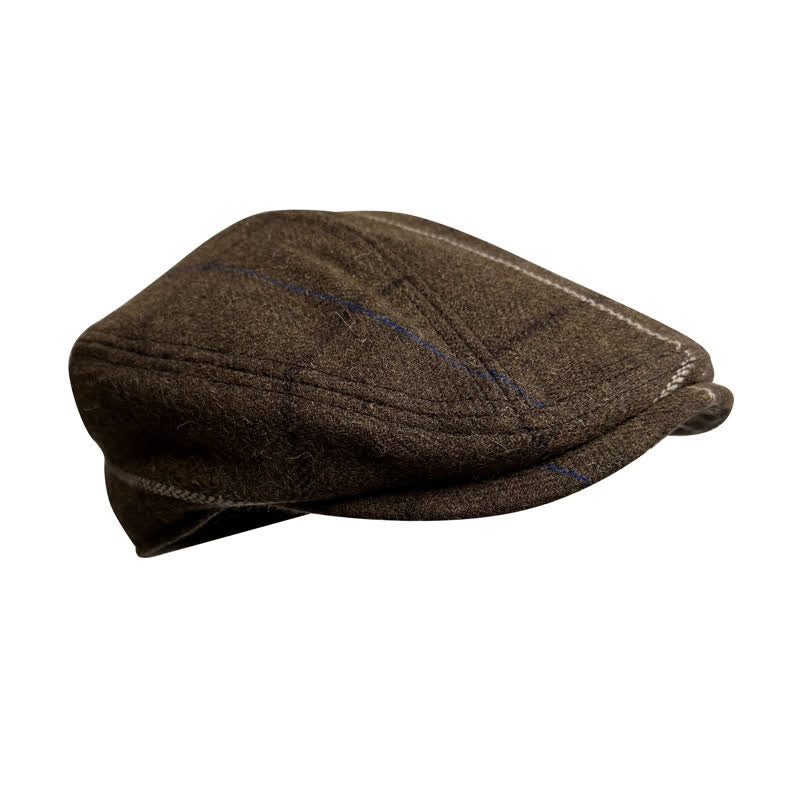 Vintage Coffee Blue White Strips Beret Cap - Image 6