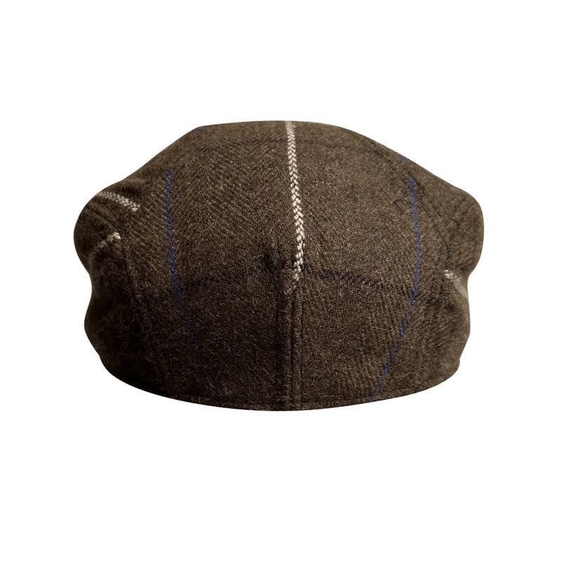 Vintage Coffee Blue White Strips Beret Cap - Image 8