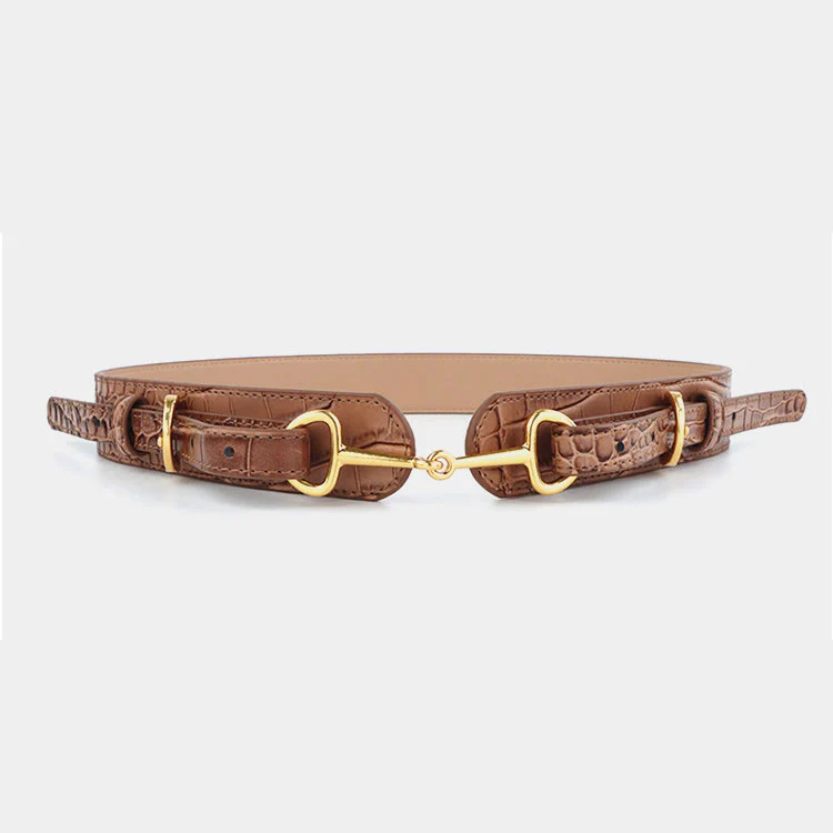 Vintage Crocodile Pattern Belt Snaffle Bit Belt
