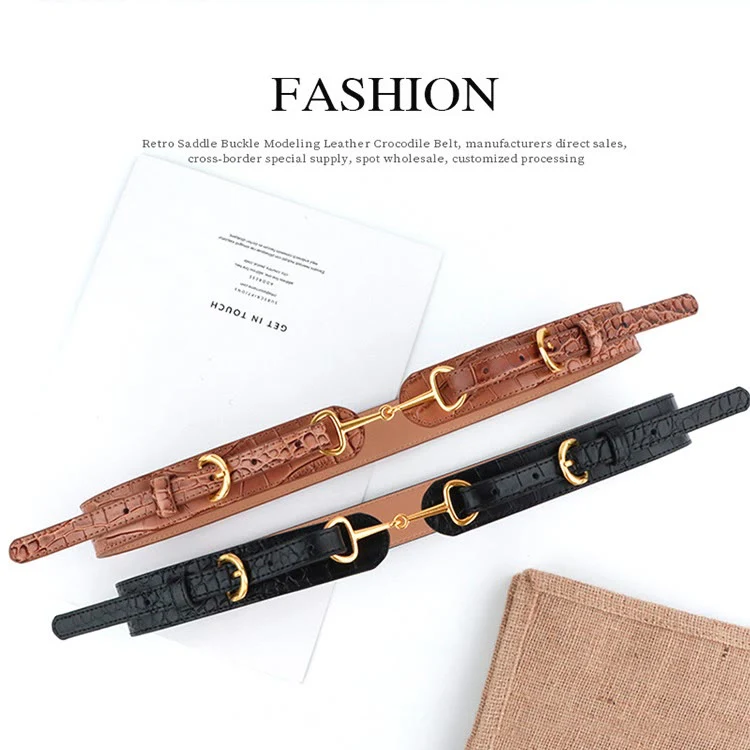 Vintage Crocodile Pattern Belt Snaffle Bit Belt - Image 2