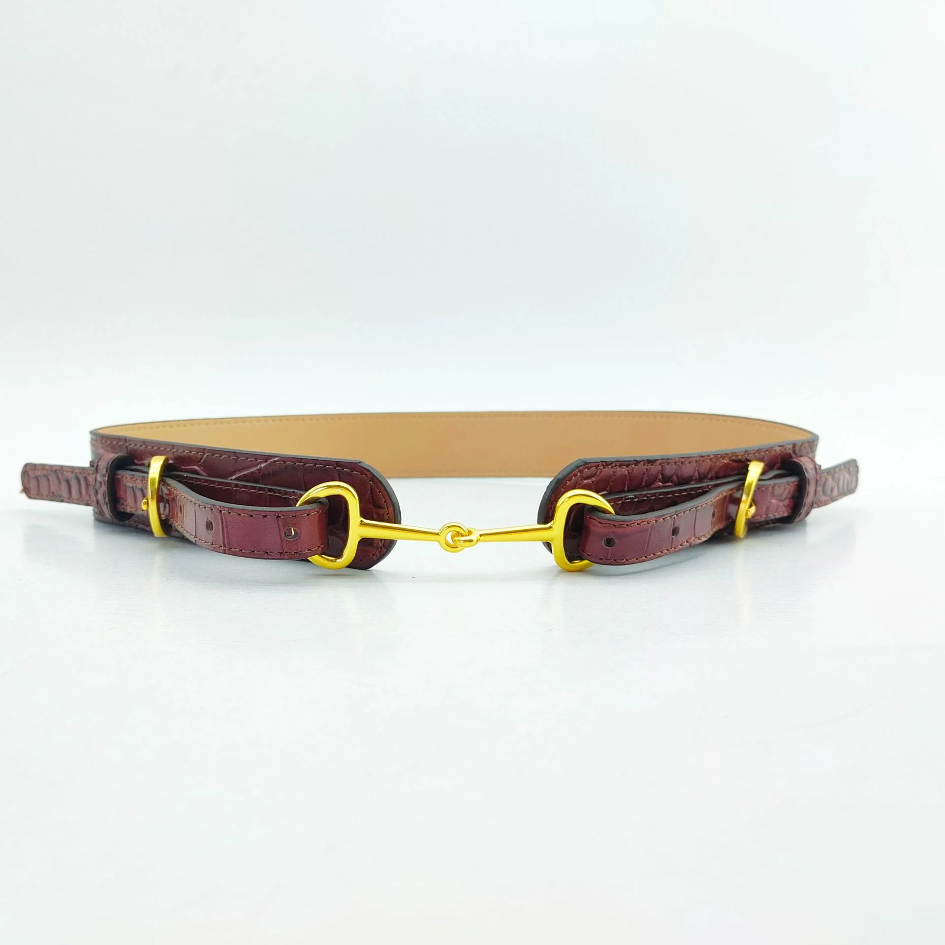 Vintage Crocodile Pattern Belt Snaffle Bit Belt - Image 7