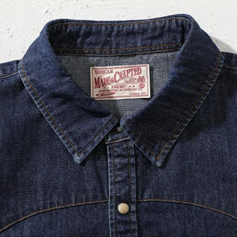 Vintage Dark Blue Washed Western Cowboy Shirt - Image 6