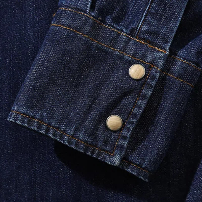 Vintage Dark Blue Washed Western Cowboy Shirt - Image 8