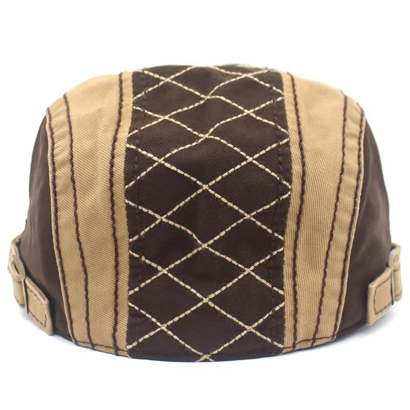 Vintage Embroidery Plaid Patchwork Beret Cap - Image 3