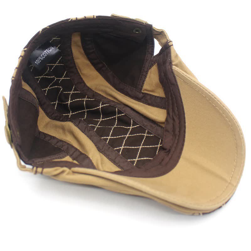 Vintage Embroidery Plaid Patchwork Beret Cap - Image 5