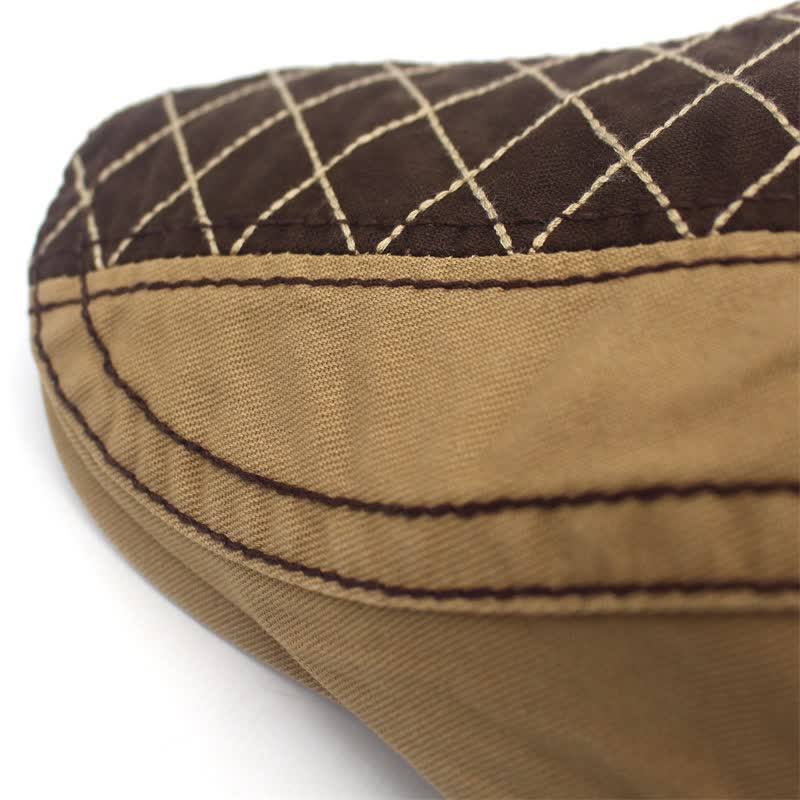 Vintage Embroidery Plaid Patchwork Beret Cap - Image 6