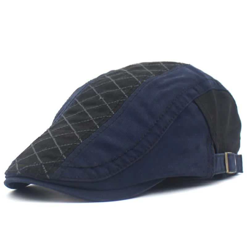 Vintage Embroidery Plaid Patchwork Beret Cap - Image 9