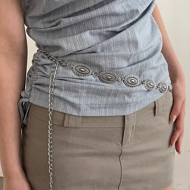 Vintage Ethnic Carving Belt Metal Clasp Waist Belt - Image 2