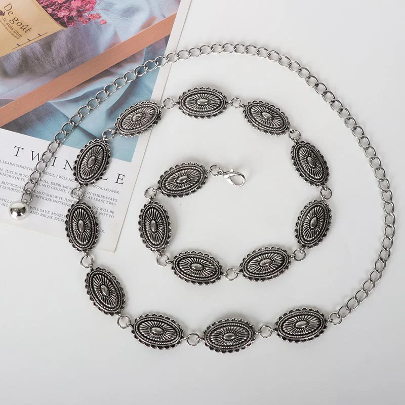 Vintage Ethnic Carving Belt Metal Clasp Waist Belt - Image 5