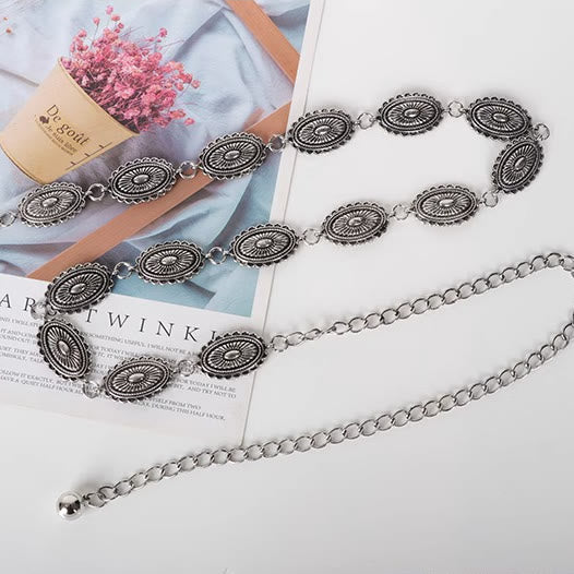 Vintage Ethnic Carving Belt Metal Clasp Waist Belt - Image 7