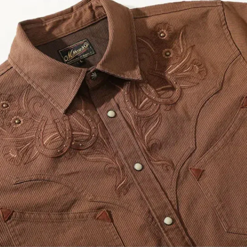Vintage Floral Scrolls Horseshoe Rivet Western Cowboy Shirt - Image 4