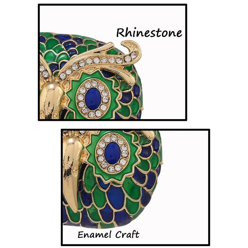 Vintage Glazed Feathers Owl Animal Brooch - Image 4