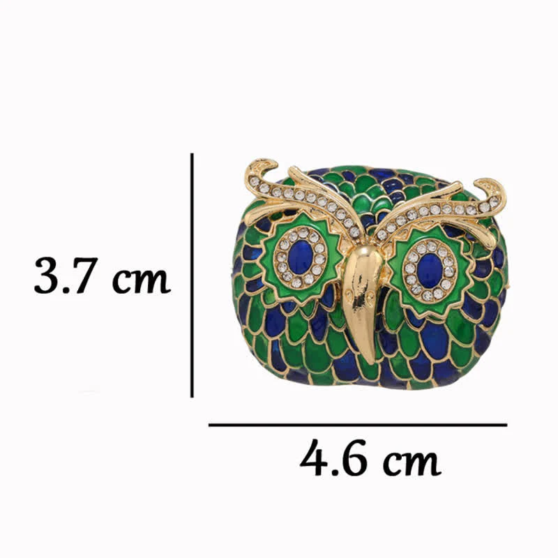 Vintage Glazed Feathers Owl Animal Brooch - Image 5