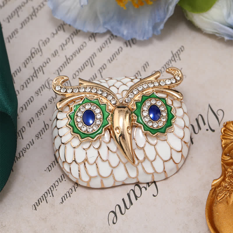 Vintage Glazed Feathers Owl Animal Brooch - Image 6