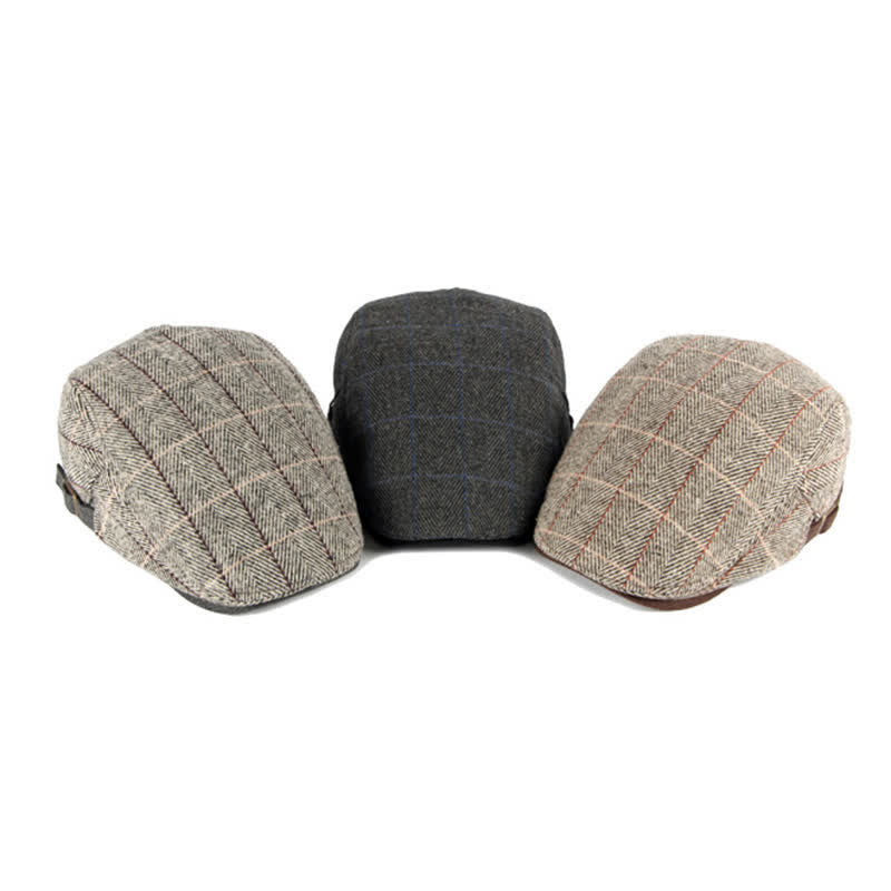 Vintage Herringbone Gatsby Flat Cotton Beret Hat - Image 5