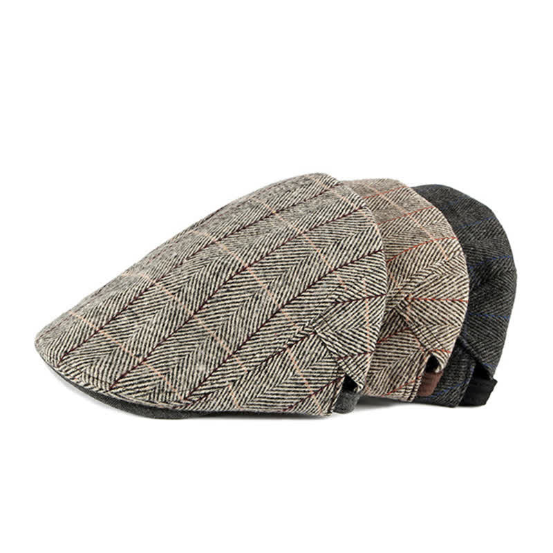 Vintage Herringbone Gatsby Flat Cotton Beret Hat - Image 6