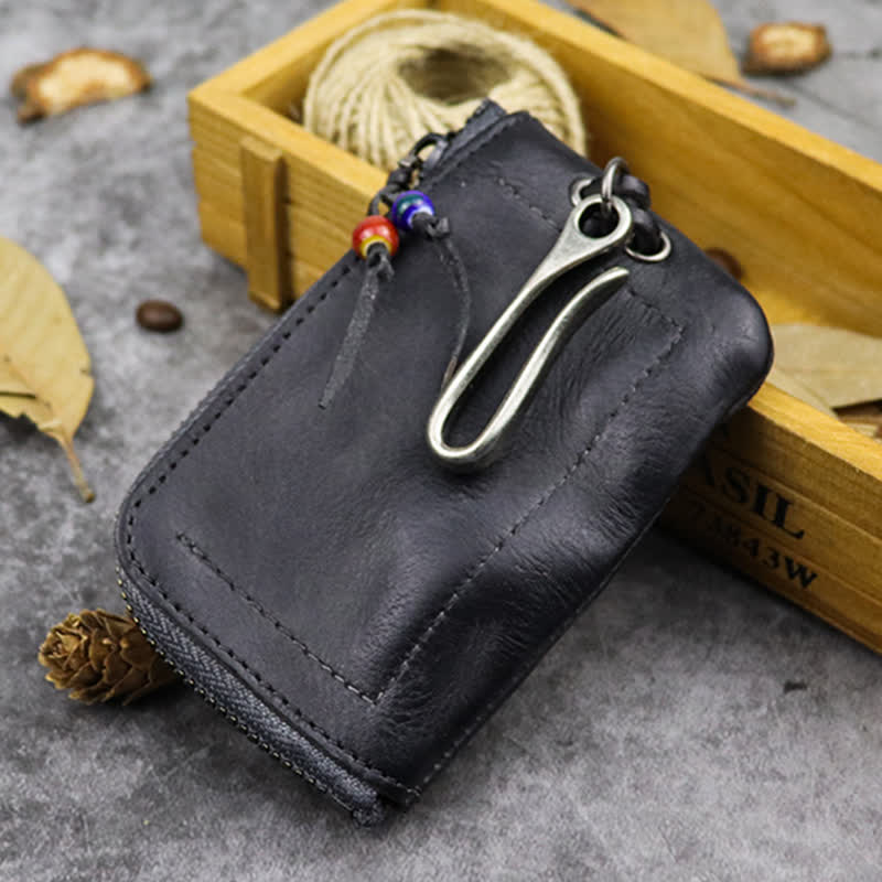Vintage Medieval Zipper Wallet Leather Key Case - Image 14