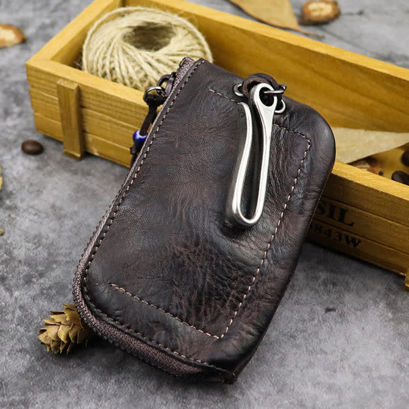 Vintage Medieval Zipper Wallet Leather Key Case - Image 16