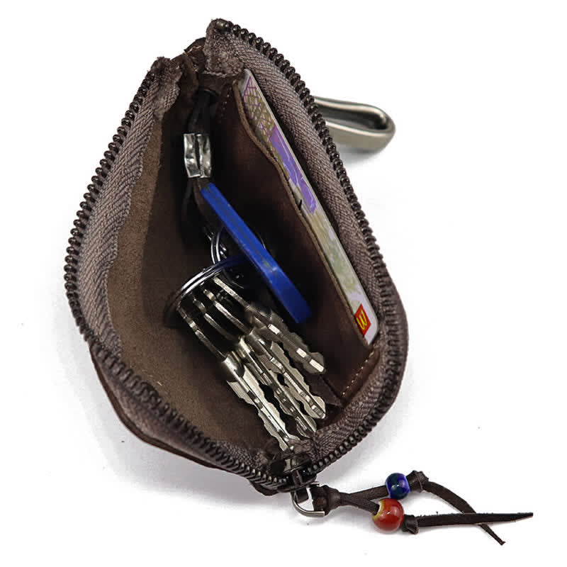 Vintage Medieval Zipper Wallet Leather Key Case - Image 7