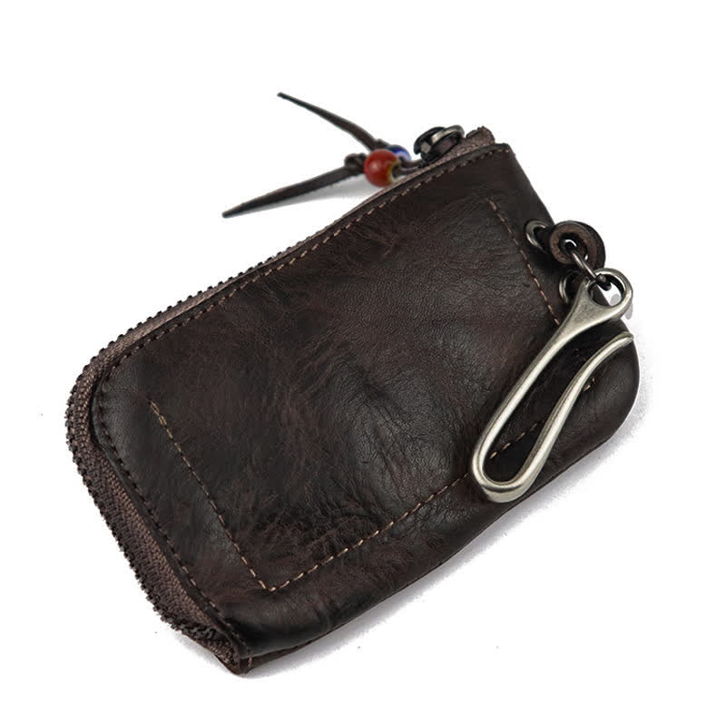 Vintage Medieval Zipper Wallet Leather Key Case - Image 8