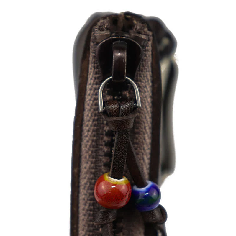 Vintage Medieval Zipper Wallet Leather Key Case - Image 9