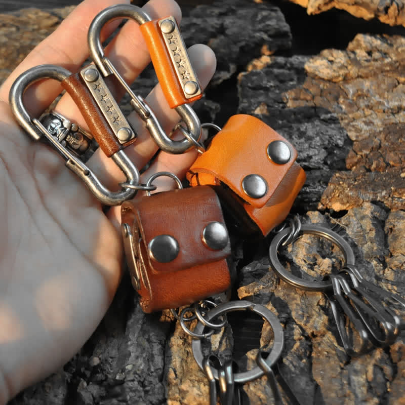 Vintage Mini Dice Case Design Leather Keychain - Image 8