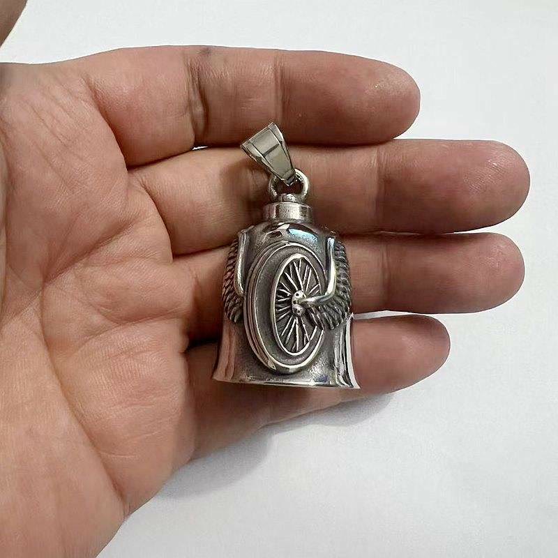 Vintage Motorcycle Tire Wing Bell Keychain - Image 5
