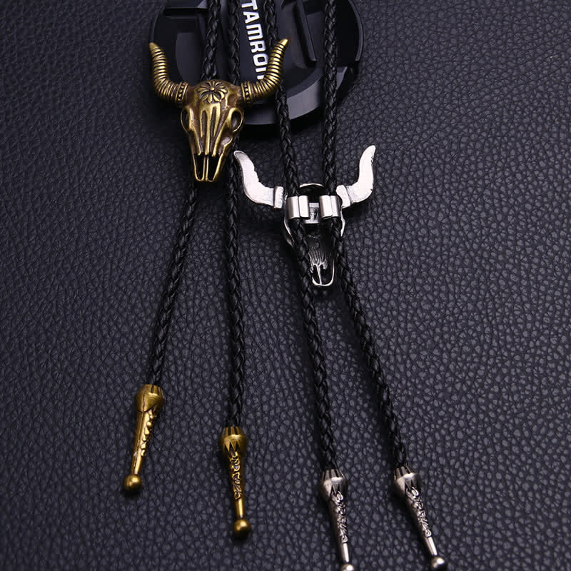 Vintage Native Style Bull Head Bolo Tie - Image 4