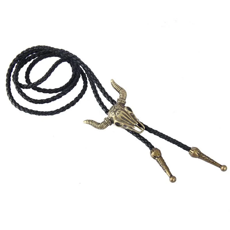 Vintage Native Style Bull Head Bolo Tie - Image 6