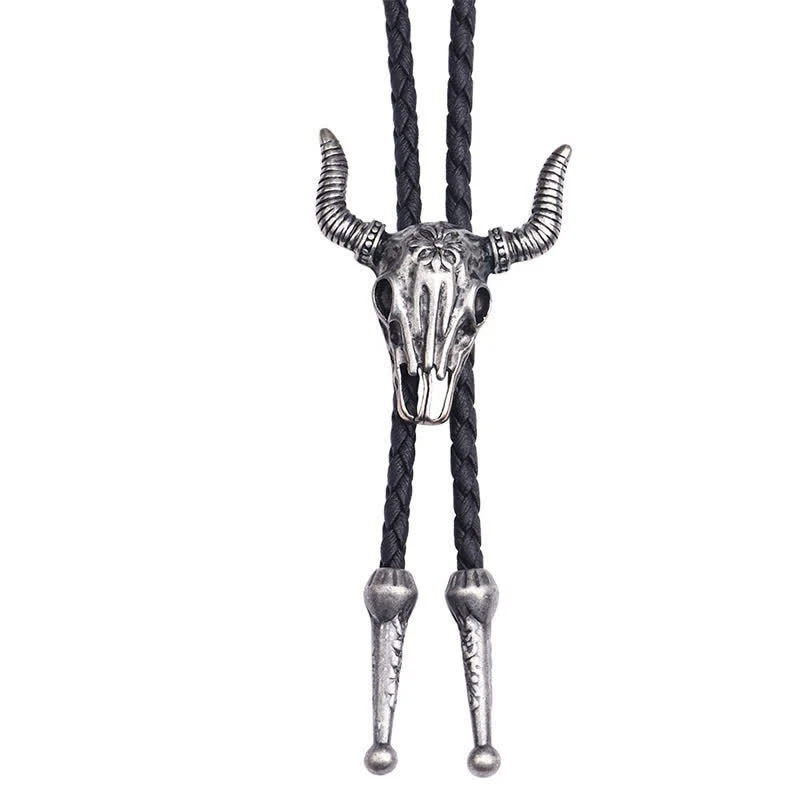 Vintage Native Style Bull Head Bolo Tie - Image 9