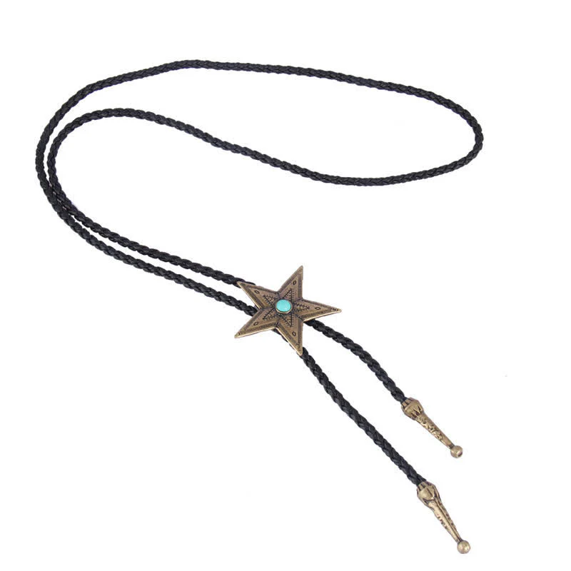 Vintage Natural Stone Star Pendant Necklace Bolo Tie - Image 10