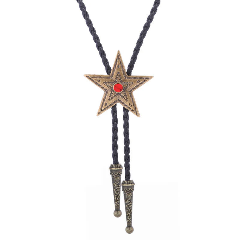 Vintage Natural Stone Star Pendant Necklace Bolo Tie - Image 14