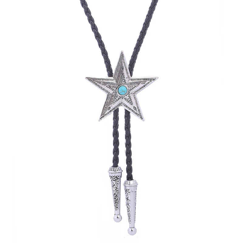 Vintage Natural Stone Star Pendant Necklace Bolo Tie - Image 16